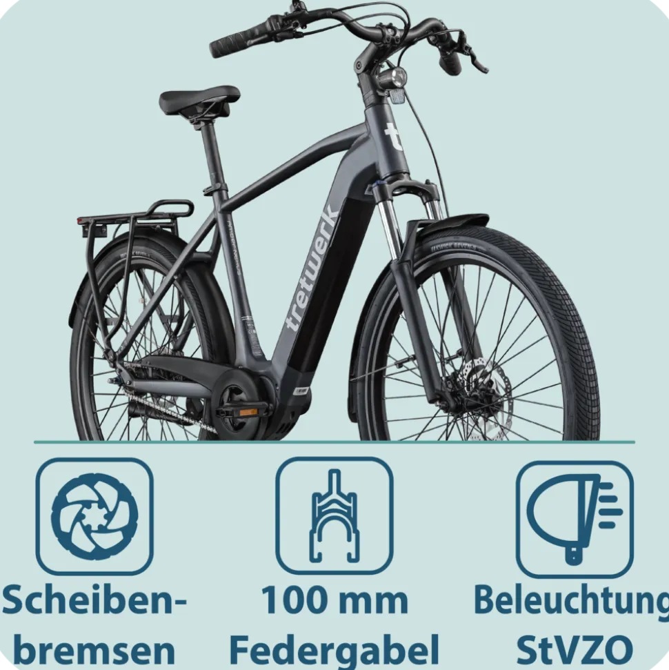 Tretwerk Amber Nexus E Bike SUV 27,5" Pedelec 550 Wh Elektrofahrrad Herren 7 Gang Shimano Nexus Trekkingrad