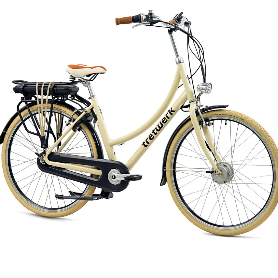 Tretwerk Aurora E Bike Damen 28 Zoll Elektrofahrrad 165 - 185 cm retro Hollandrad E Damenfahrrad mit Nabenschaltung und Rücktritt