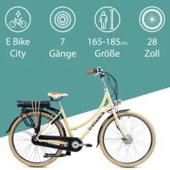 Tretwerk Aurora E Bike Damen 28 Zoll Elektrofahrrad 165 - 185 cm retro Hollandrad E Damenfahrrad mit Nabenschaltung und Rücktritt
