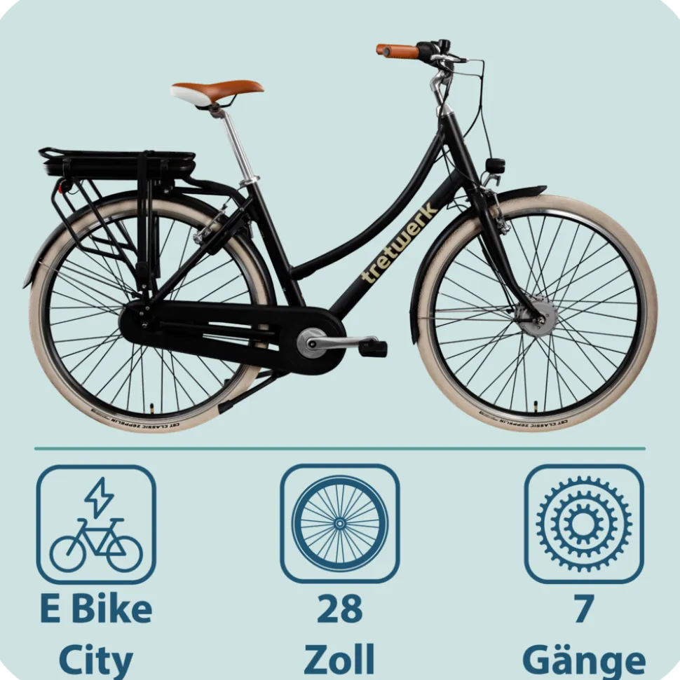 Tretwerk Aurora E Bike 28 Zoll Pedelec Damen Herren 155-185 cm Elektrofahrrad 522 Wh E Fahrrad Damenfahrrad 7 Gang
