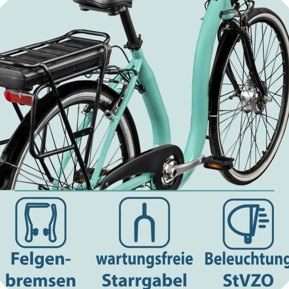 Tretwerk Linea 28 Zoll E Bike Damen Pedelec 3 Gang Nabenschaltung Elektro FahrradCitybike retro Tiefeinsteiger