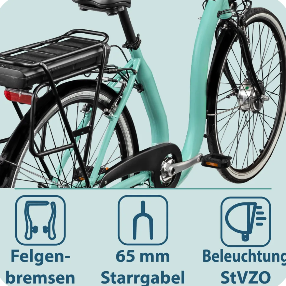 Tretwerk Linea 28 Zoll E Bike Damen Pedelec 3 Gang Nabenschaltung Elektro FahrradCitybike retro Tiefeinsteiger