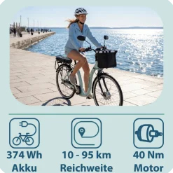 Tretwerk Linea 28 Zoll E Bike Damen Pedelec 3 Gang Nabenschaltung Elektro FahrradCitybike retro Tiefeinsteiger