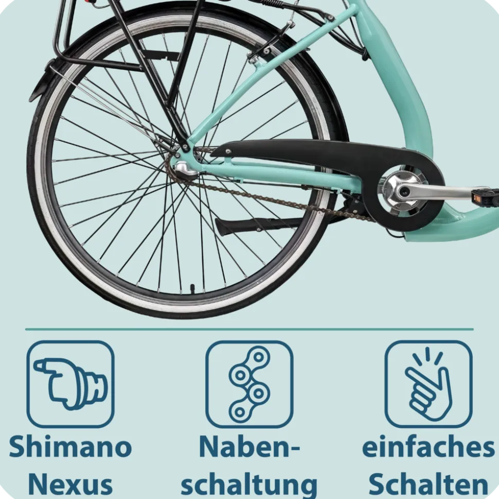 Tretwerk Linea 28 Zoll E Bike Damen Pedelec 3 Gang Nabenschaltung Elektro FahrradCitybike retro Tiefeinsteiger