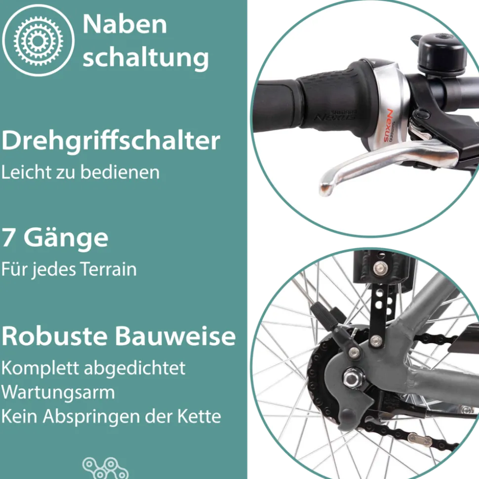 Tretwerk Mystic E Bike 28 Zoll Pedelec 170 - 190 cm Herrenrad Trekking Elektrofahrrad mit Nabenschaltung City E Fahrrad