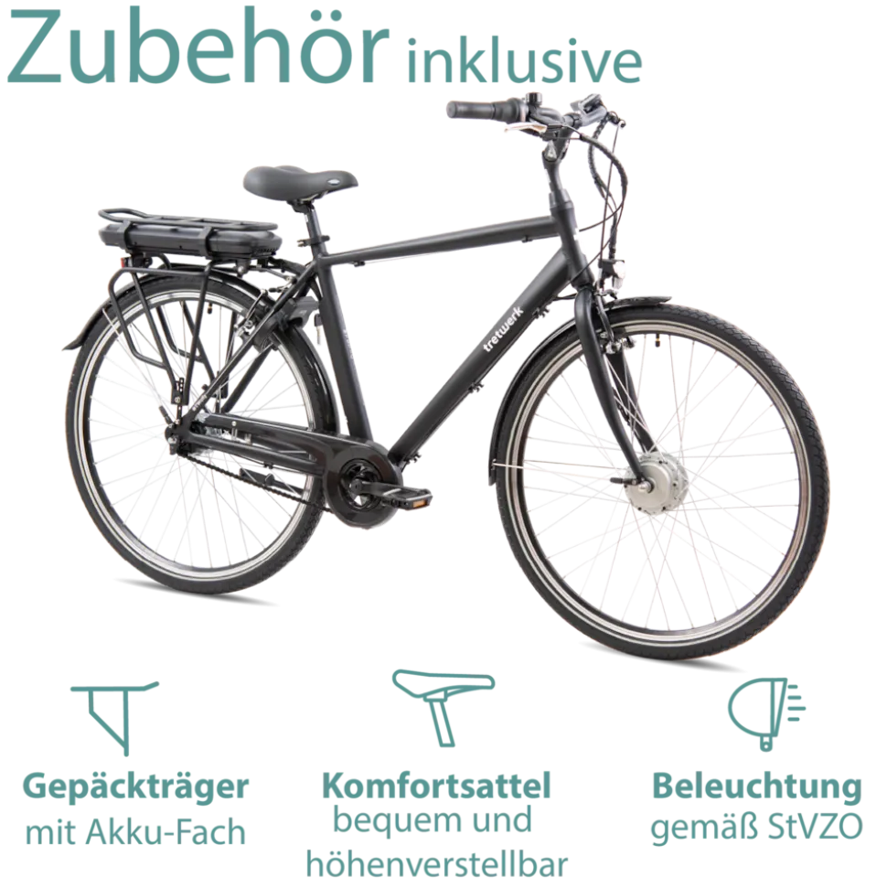 Tretwerk Mystic E Bike 28 Zoll Pedelec 170 - 190 cm Herrenrad Trekking Elektrofahrrad mit Nabenschaltung City E Fahrrad