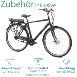 Tretwerk Mystic E Bike 28 Zoll Pedelec 170 - 190 cm Herrenrad Trekking Elektrofahrrad mit Nabenschaltung City E Fahrrad