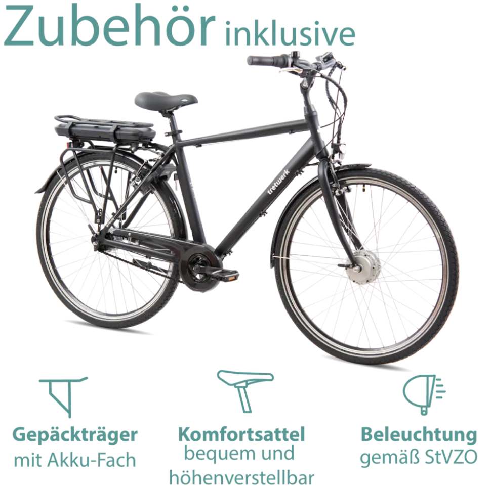 Tretwerk Mystic E Bike 28 Zoll Pedelec 170 - 190 cm Herrenrad Trekking Elektrofahrrad mit Nabenschaltung City E Fahrrad