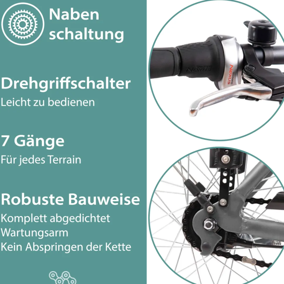 Tretwerk Mystic E Bike 28 Zoll Pedelec 170 - 190 cm Herrenrad Trekking Elektrofahrrad mit Nabenschaltung City E Fahrrad