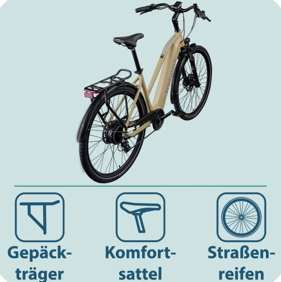 Tretwerk Onyx E Bike Damen Trekkingrad ab 155 cm Elektrofahrrad 550 Wh Pedelec Trekking Rad Fahrrad mit 8 Gang und Beleuchtung StVZO
