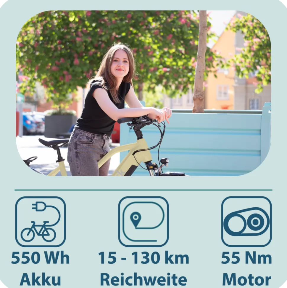 Tretwerk Onyx E Bike Damen Trekkingrad ab 155 cm Elektrofahrrad 550 Wh Pedelec Trekking Rad Fahrrad mit 8 Gang und Beleuchtung StVZO