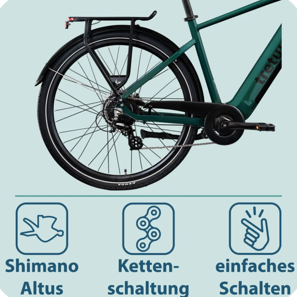 Tretwerk Onyx E Bike Trekkingrad ab 165 cm Elektrofahrrad 550 Wh Pedelec Trekking Rad Fahrrad mit 8 Gang und Beleuchtung StVZO