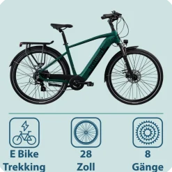 Tretwerk Onyx E Bike Trekkingrad ab 165 cm Elektrofahrrad 550 Wh Pedelec Trekking Rad Fahrrad mit 8 Gang und Beleuchtung StVZO