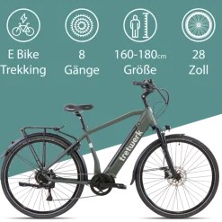 Tretwerk Sonic Pedelec 28 Zoll E Bike Trekkingrad 160 - 180 cm Elektrofahrrad Trekking 8 Gänge Damen Herren Fahrrad