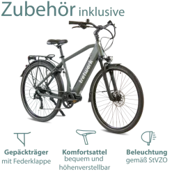 Tretwerk Sonic Pedelec 28 Zoll E Bike Trekkingrad 160 - 180 cm Elektrofahrrad Trekking 8 Gänge Damen Herren Fahrrad