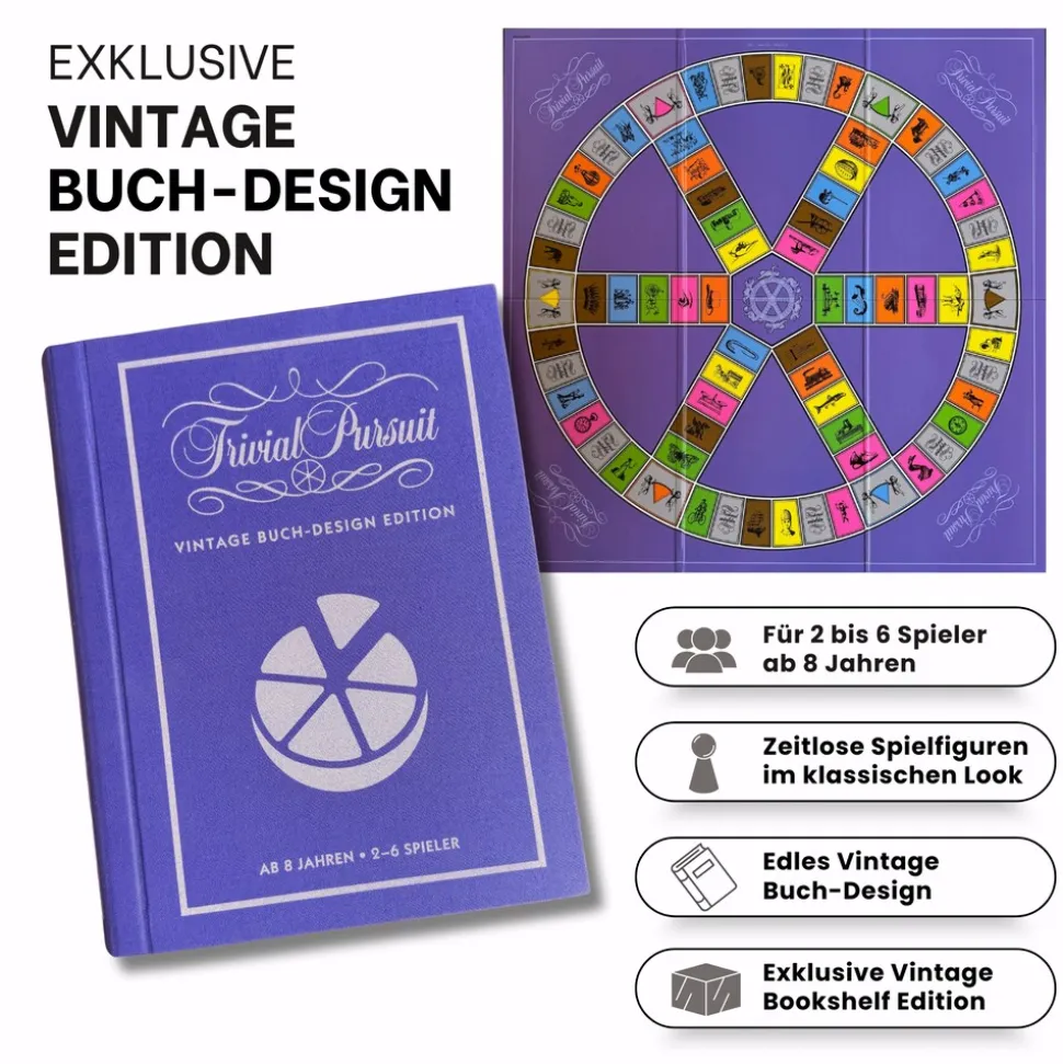 Trivial Pursuit Brettspiel Vintage Buch Edition Quizspiel Gesellschaftsspiel ab 8 Jahren