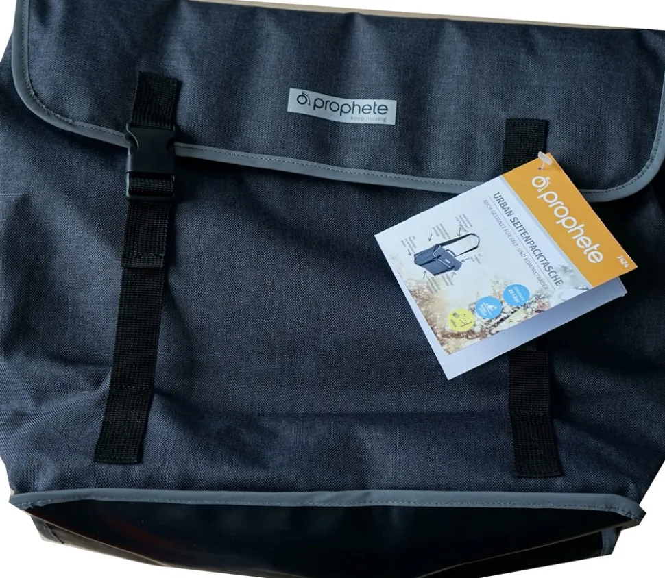Urban Seitenpacktasche, gut geeignet für 20" Fahrräder und E-Bikes, inkl. Laptopfach, inkl. Regencape im verstärkten Boden, reflektierende Elemente, Volumen: 20 Liter, Farbe: grau