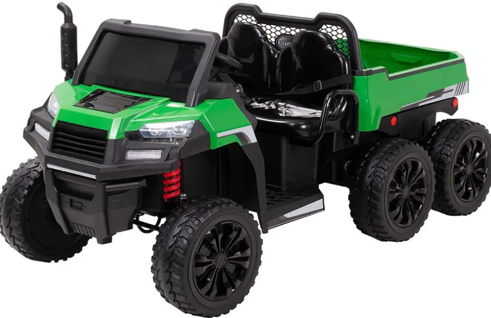 UTV-Kinder-Elektroauto A730 mit 6x4 Vierradantrieb, 2-Sitzer, Kippmulde, Fernbedienung, EVA-Reifen (Grün/Schwarz)