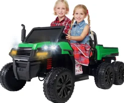 UTV-Kinder-Elektroauto A730 mit 6x4 Vierradantrieb, 2-Sitzer, Kippmulde, Fernbedienung, EVA-Reifen (Grün/Schwarz)