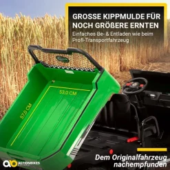 UTV-Kinder-Elektroauto A730 mit 6x4 Vierradantrieb, 2-Sitzer, Kippmulde, Fernbedienung, EVA-Reifen (Grün/Schwarz)