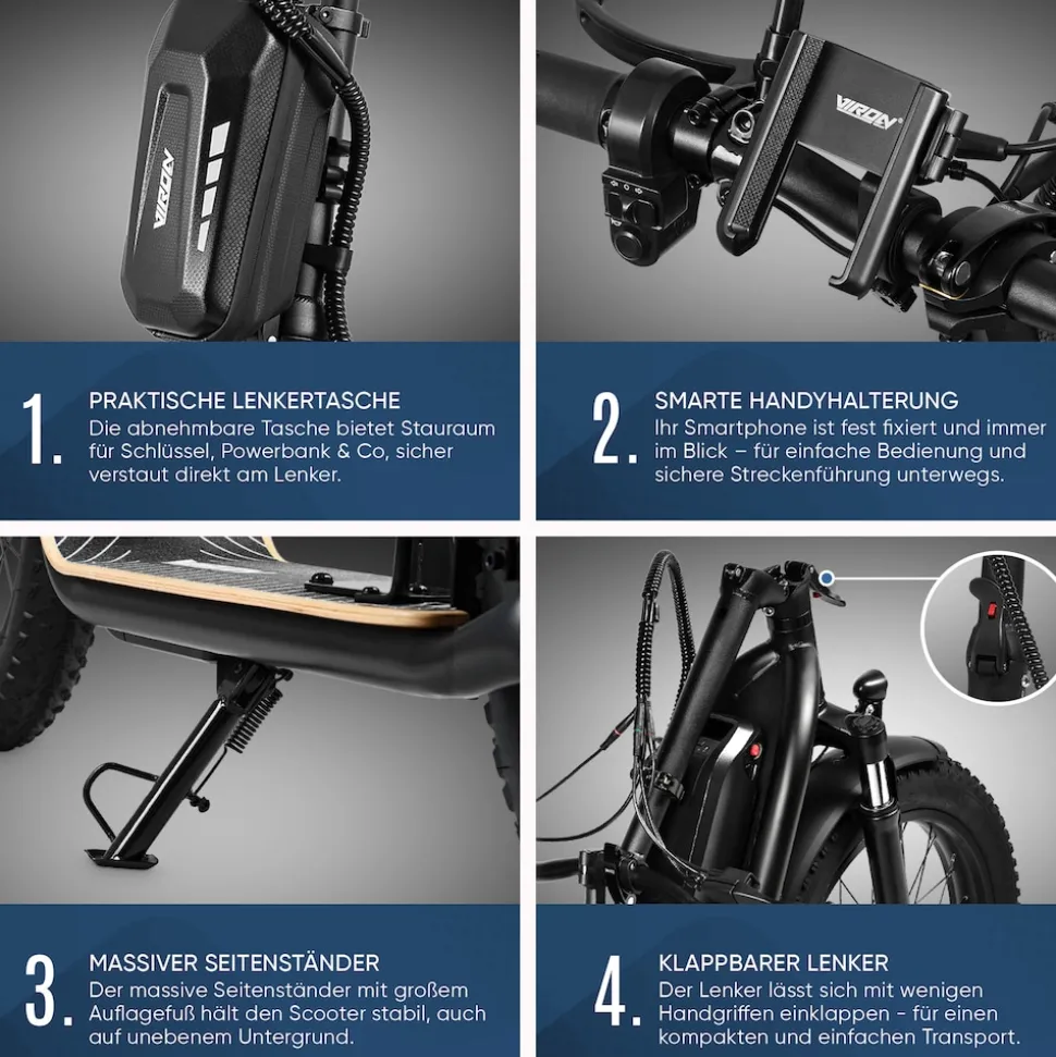 VIRON E-Scooter - XI-1500-EEC - schwarz, 15Ah