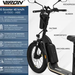 VIRON E-Scooter - XI-1500-EEC - schwarz, 15Ah