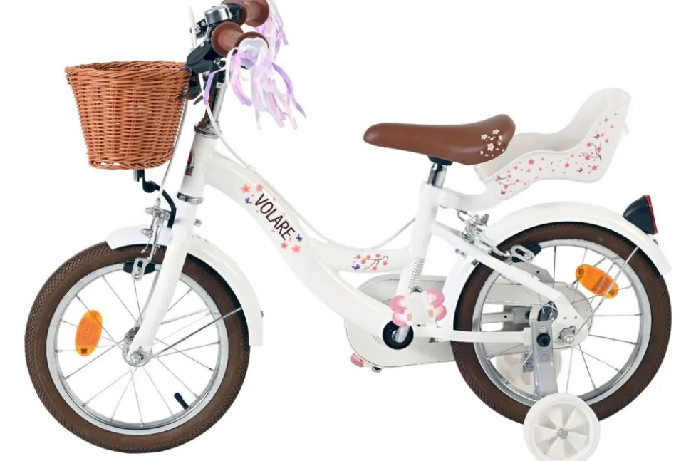 VOLARE Kinderfahrrad Blossom 14 Zoll ohne Rücktrittbremse, weiß