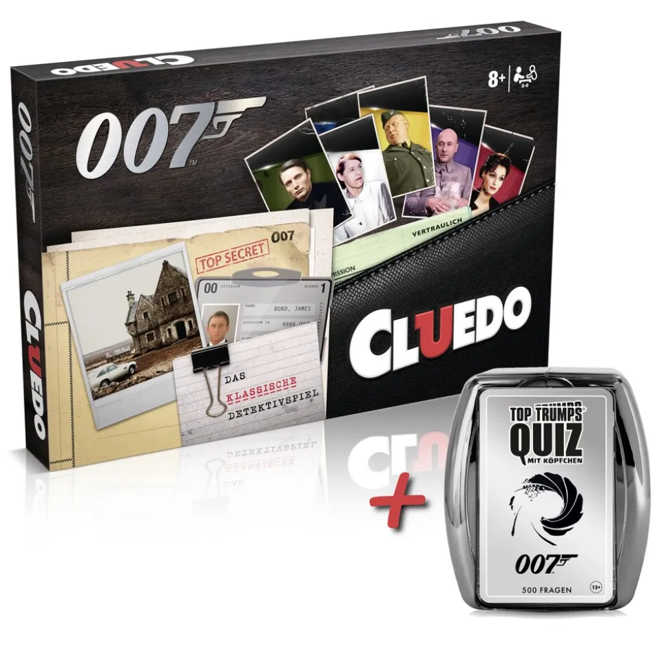 Winning Moves James Bond Cluedo & Top Trumps Quiz Bundle – deutschsprachiges 007 Spielset