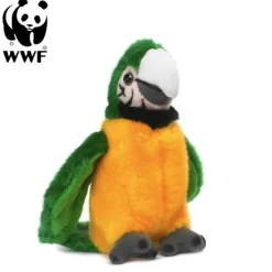 WWF - Plüschtier - Grüngelber Ara Papagei (mit Sound, 14cm) lebensecht Kuscheltier Stofftier