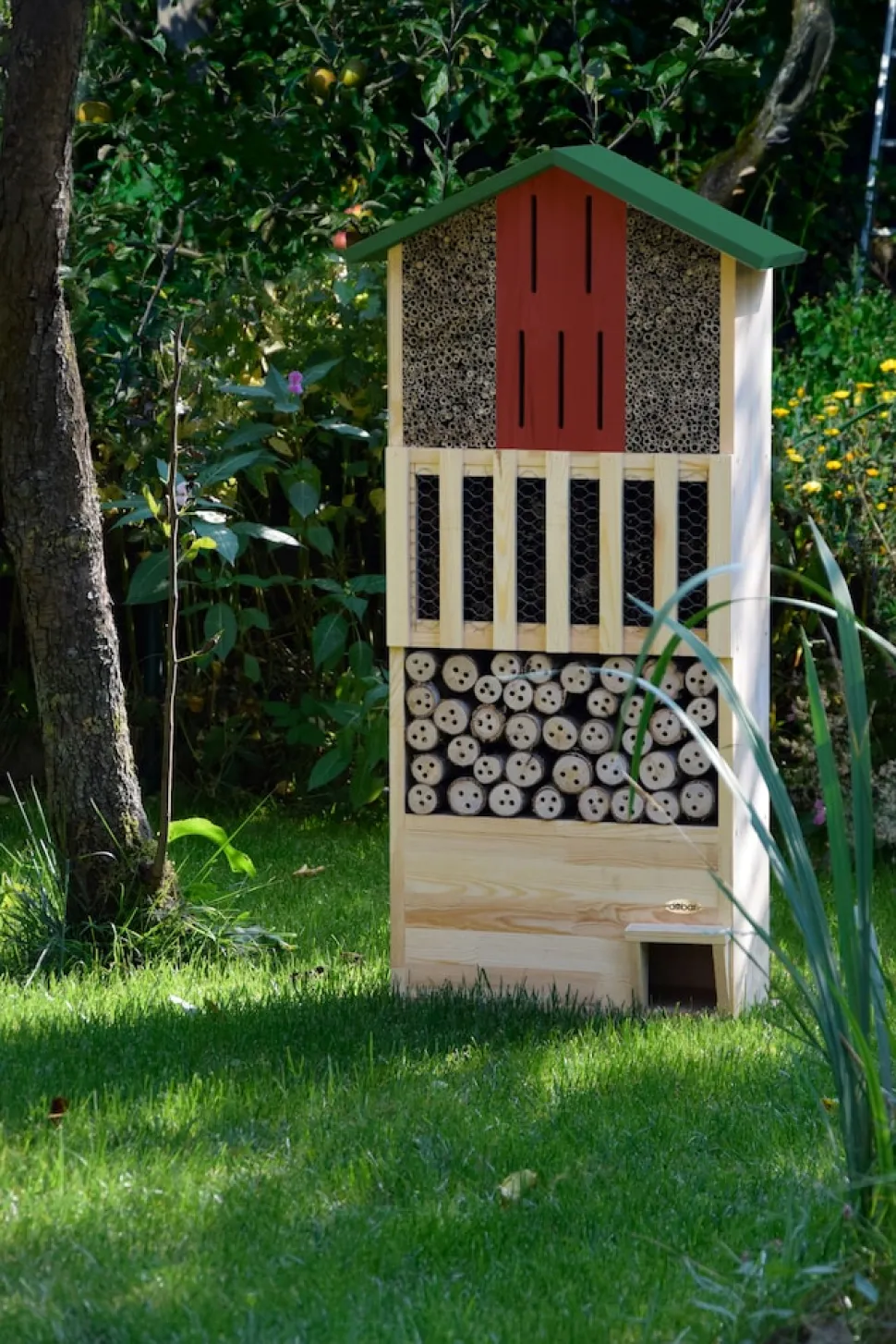XXL Insektenhotel-Wand mit integriertem Igelhaus und Schmetterlingskasten