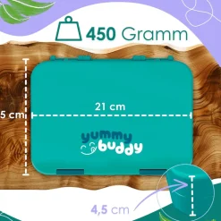yummy buddy Kinder Brotdose 6 Fächern Klick-Verschluss BPA-Frei Petrol