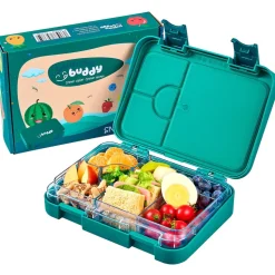 yummy buddy Kinder Brotdose 6 Fächern Klick-Verschluss BPA-Frei Petrol