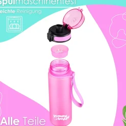 yummy buddy Kinder Trinkflasche 500ml Klick-Verschluss BPA-Frei Pink