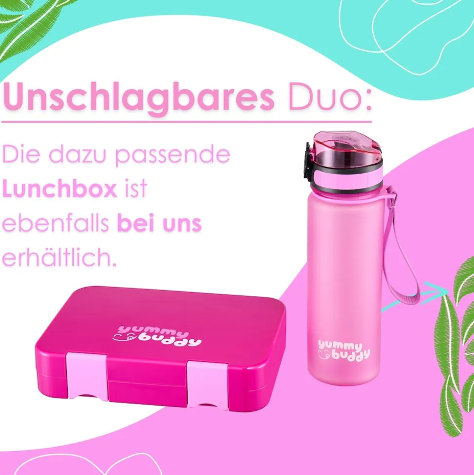 yummy buddy Kinder Trinkflasche 500ml Klick-Verschluss BPA-Frei Pink