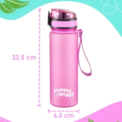 yummy buddy Kinder Trinkflasche 500ml Klick-Verschluss BPA-Frei Pink