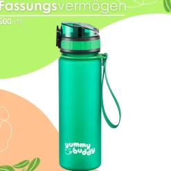 yummy buddy Kinder Trinkflasche 500ml Klick-Verschluss BPA-Frei Grün