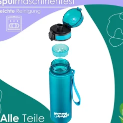 yummy buddy Kinder Trinkflasche 500ml Klick-Verschluss BPA-Frei Petrol