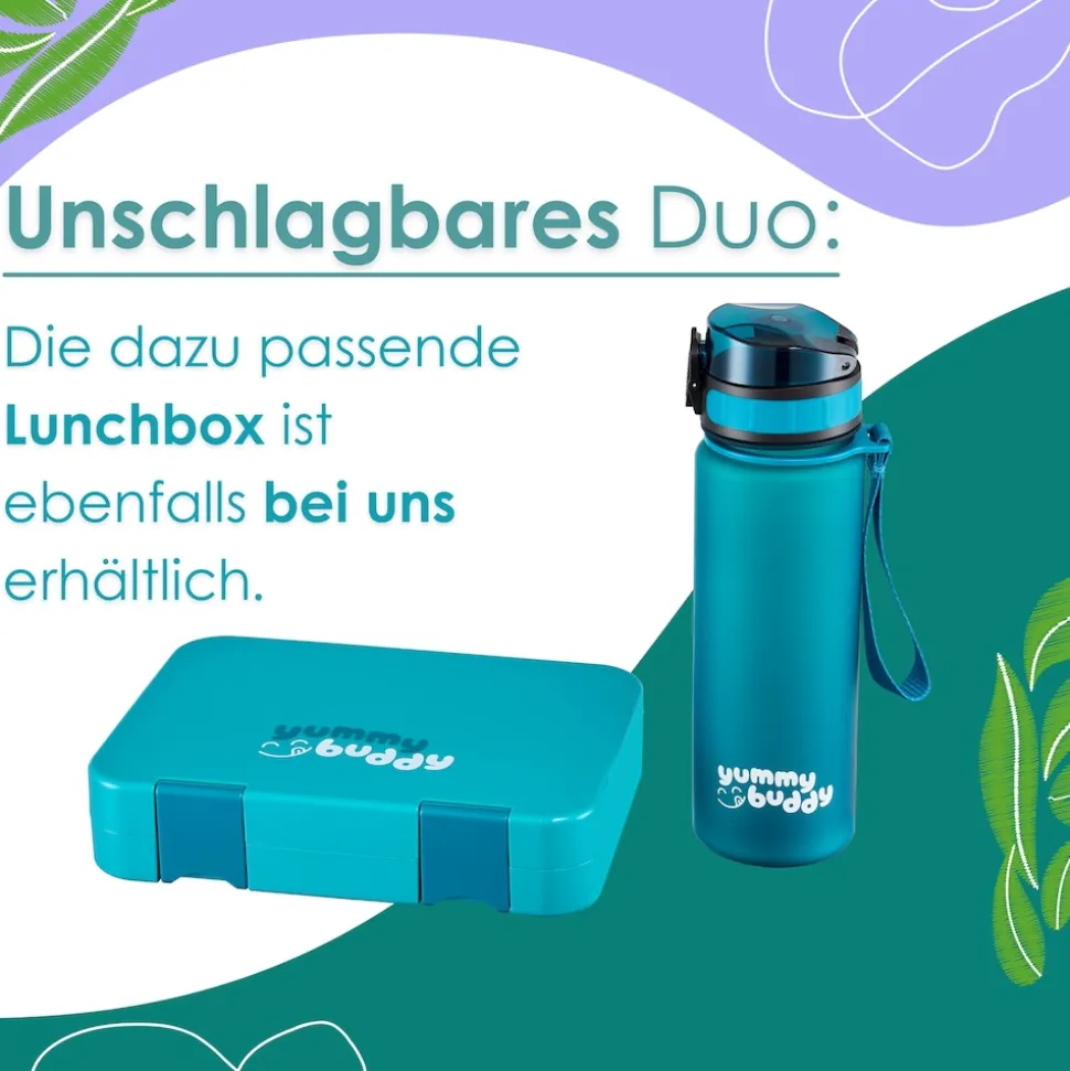 yummy buddy Kinder Trinkflasche 500ml Klick-Verschluss BPA-Frei Petrol