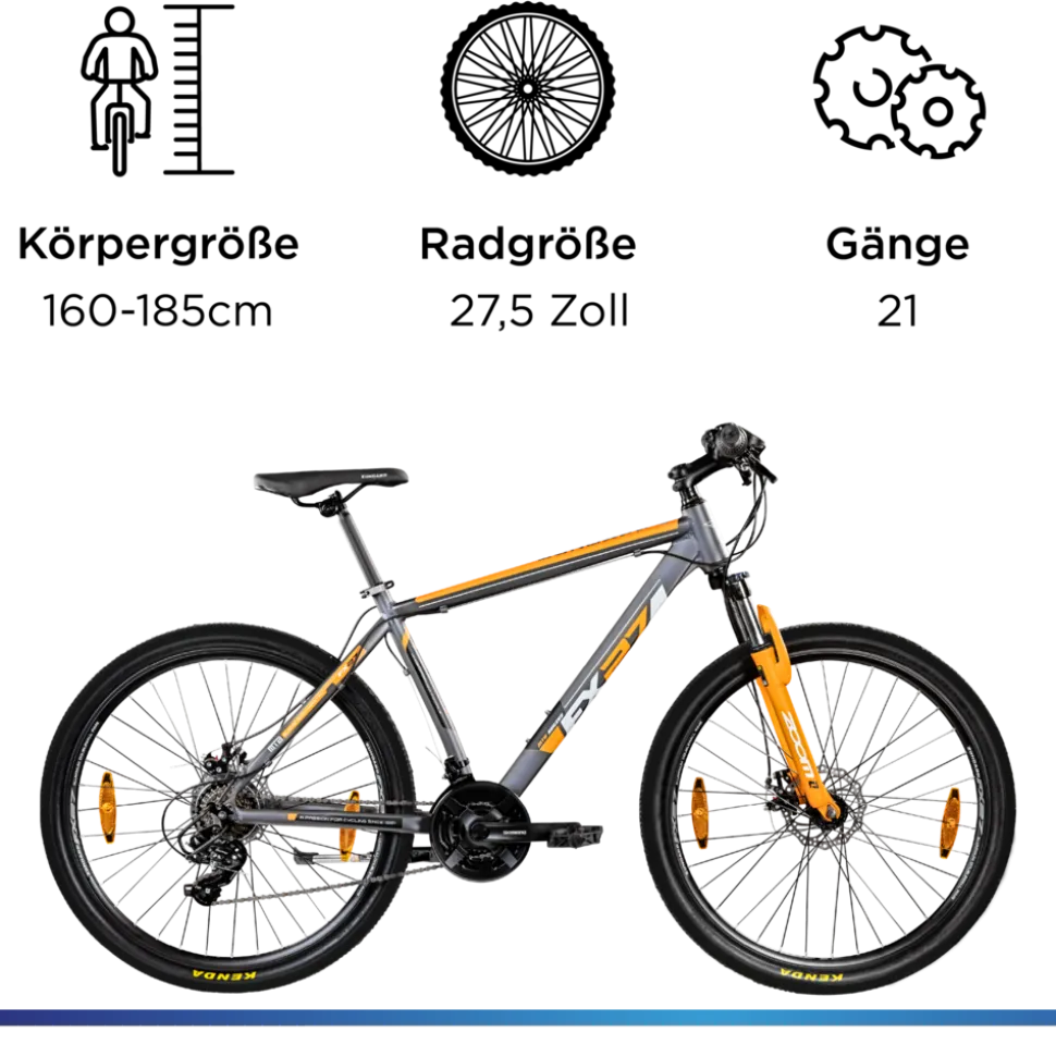 Zündapp FX27 Mountainbike Hardtail 160 - 185 cm Fahrrad MTB 21 Gänge Mountain Bike für Erwachsene und Jugendliche