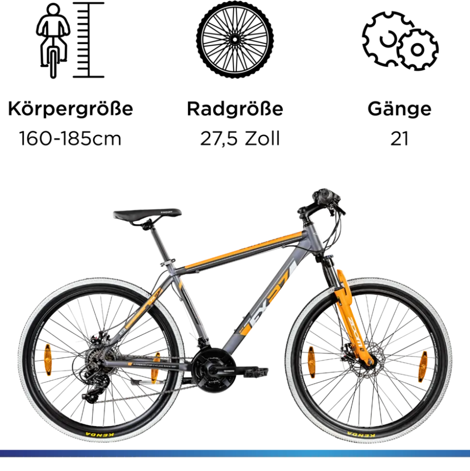 Zündapp FX27 Mountainbike Hardtail 160 - 185 cm Fahrrad MTB 21 Gänge Mountain Bike für Erwachsene und Jugendliche