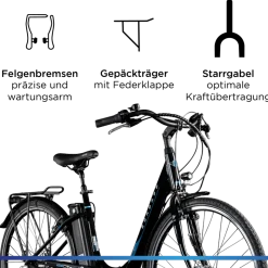 Zündapp Green 2.7 E Bike Damenfahrrad 28 Zoll 150 - 175 cm mit 3 Gang Nabenschaltung Rücktritt Pedelec Hollandrad Citybike Nabenmotor