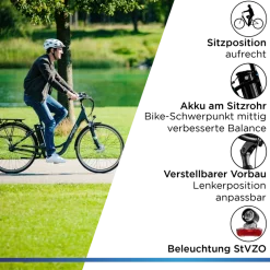 Zündapp Green 2.7 E Bike Damenfahrrad 28 Zoll 150 - 175 cm mit 3 Gang Nabenschaltung Rücktritt Pedelec Hollandrad Citybike Nabenmotor