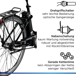 Zündapp Green 2.7 E Bike Damenfahrrad 28 Zoll 150 - 175 cm mit 3 Gang Nabenschaltung Rücktritt Pedelec Hollandrad Citybike Nabenmotor