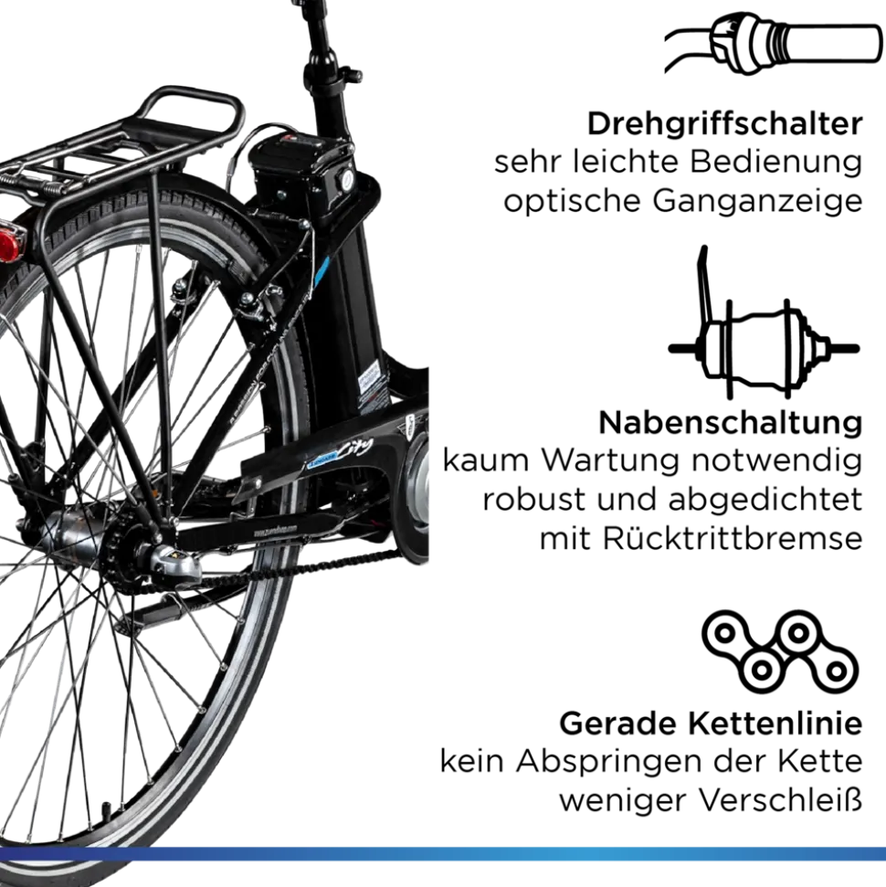 Zündapp Green 2.7 E Bike Damenfahrrad 28 Zoll 150 - 175 cm mit 3 Gang Nabenschaltung Rücktritt Pedelec Hollandrad Citybike Nabenmotor