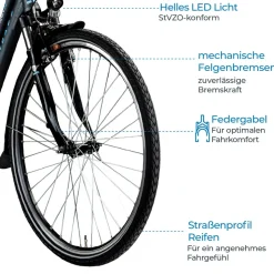 Zündapp Green 7.7 E Bike Damen Trekkingrad 28 Zoll Pedelec 155 - 185 cm Trekkingfahrrad mit 21 Gang E Fahrrad StVZO Tourenrad