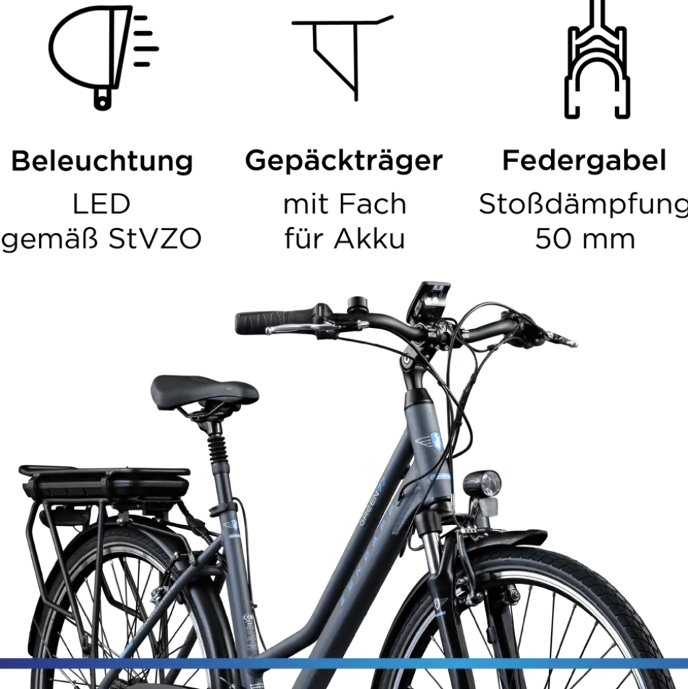 Zündapp Green 7.7 E Bike Damen Trekkingrad 28 Zoll Pedelec 155 - 185 cm Trekkingfahrrad mit 21 Gang E Fahrrad StVZO Tourenrad