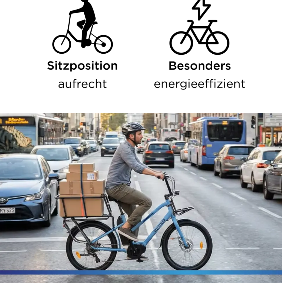 Zündapp Longtail M400 E Bike Lastenrad bis 180 kg 24 Zoll Elektrofahrrad 160-195 cm Mittelmotor Cargo Elektro Fahrrad 7 Gänge Pedelec