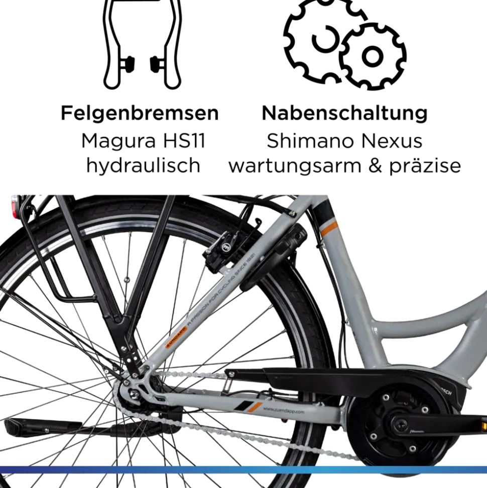 Zündapp X200 E Bike Damenfahrrad 155 - 180 cm Stadtrad Pedelec 7 Gang Shimano Schaltung Cityrad mit Bosch Mittelmotor Hollandrad