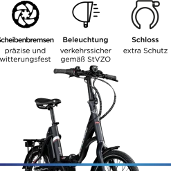 Zündapp X20 E Bike Klapprad Pedelec für Damen und Herren 150 - 190 cm E Fahrrad Bosch Faltrad Tiefeinsteiger Urban Bike