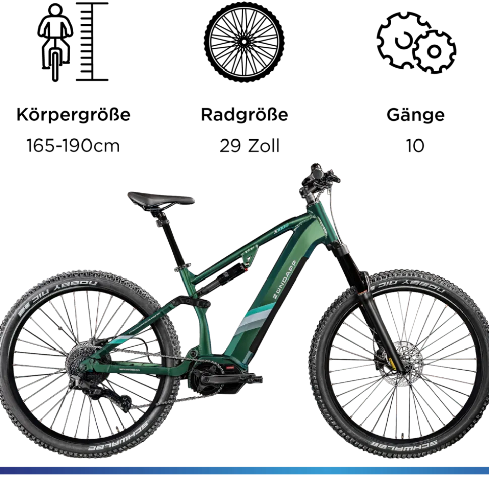 Zündapp X1000 E Bike Mountainbike Fully 29 Zoll 10 Gänge Pedelec Herren 165 - 190 cm Elektrofahrrad 730Wh